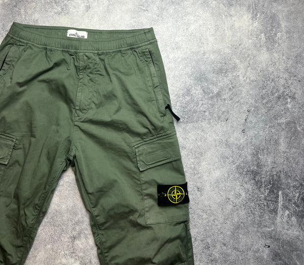 Stone island khaki cuffed cargo trousers
