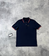 Prada navy polo shirt black badge