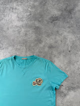 Moncler turquoise blue double logo tee