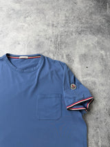 Moncler light blue tee with arm logo