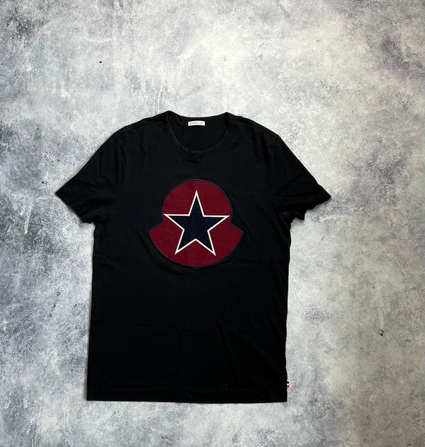 Moncler black oversized logo star motif tee