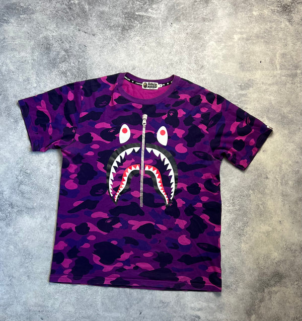 Bape purple camo shark tee