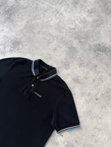 Prada navy polo shirt black badge