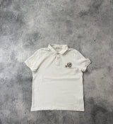 Moncler white double logo polo shirt