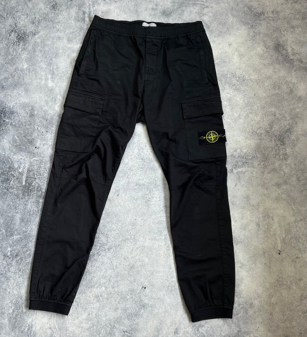 Stone island 2022 black cuffed cargo trousers