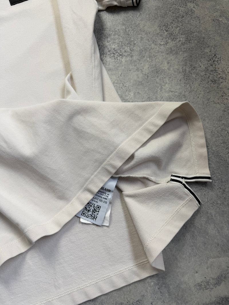 Stone island white polo shirt
