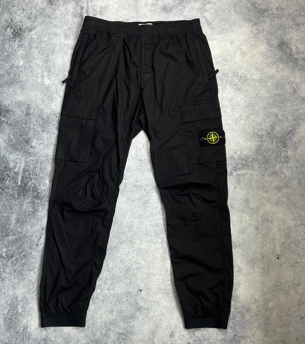 Stone island black cuffed cargo trousers