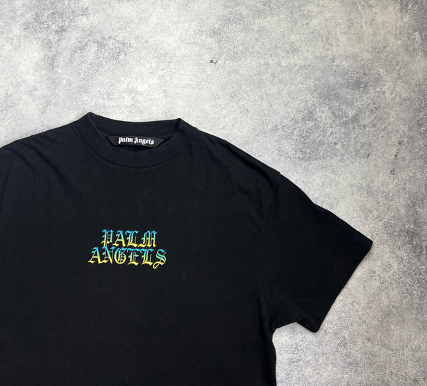 Palm angels black gothic logo print tee