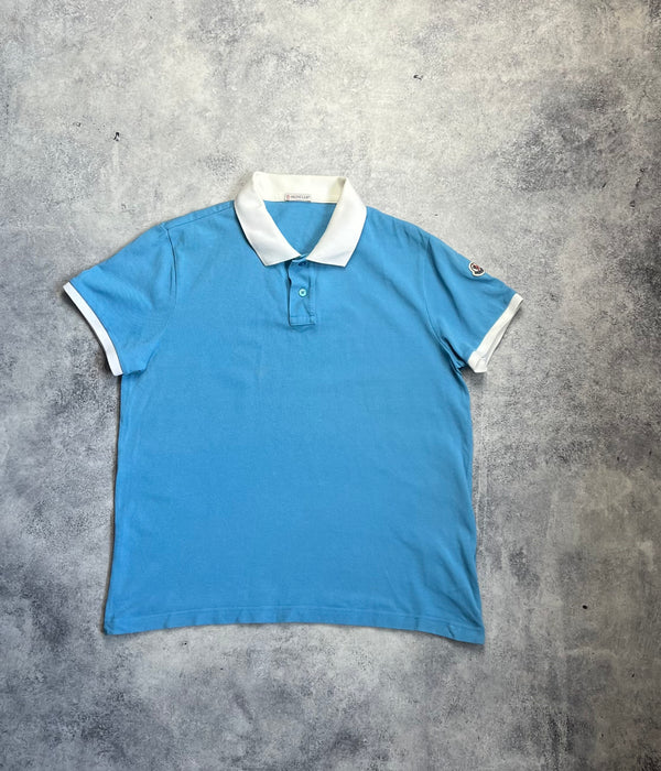 Moncler blue & white polo shirt