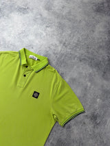 Stone island lime green polo shirt