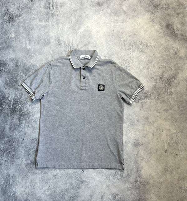 Stone island grey polo shirt