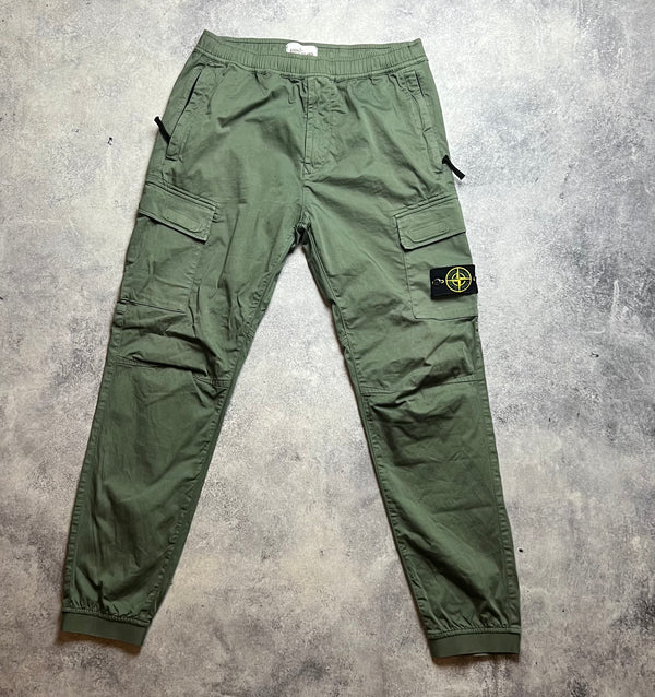 Stone island khaki cuffed cargo trousers