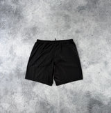Palm angels black curved logo swim shorts