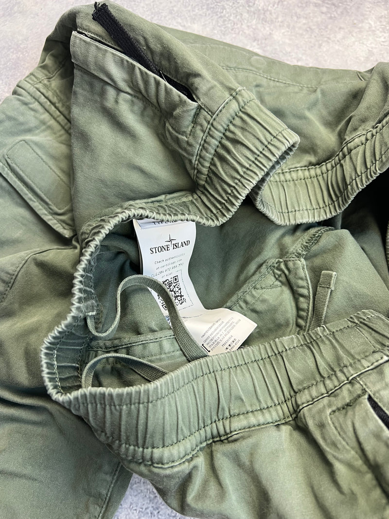Stone island 2021 khaki cuffed cargo trousers