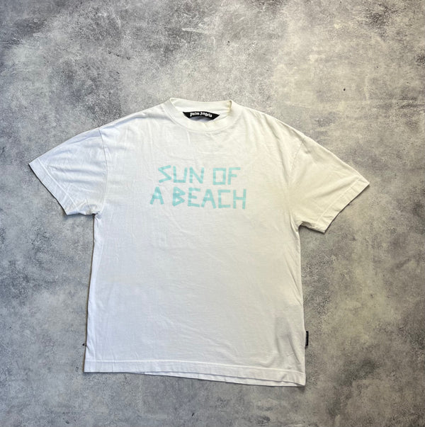 Palm angels white sun of a beach graphic tee