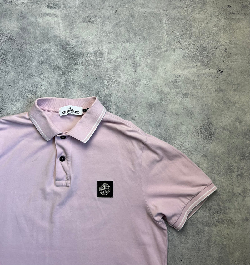 Stone island pink polo shirt