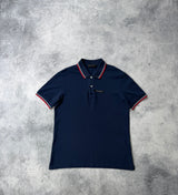 Prada navy polo shirt black badge