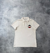 Moncler large logo cream polo shirt