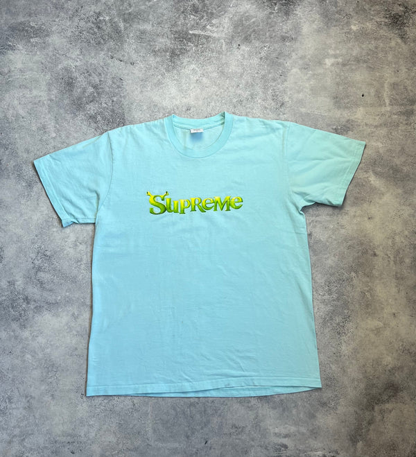 Supreme shrek baby blue tee