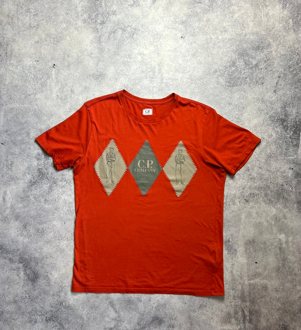 CP company orange triple diamond logo tee