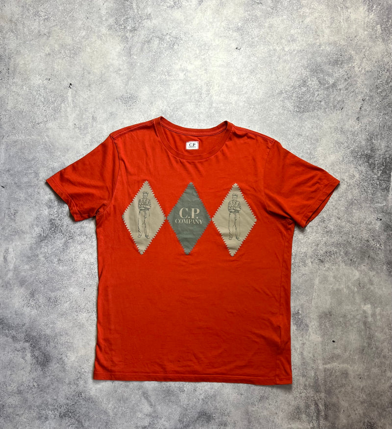 CP company orange triple diamond logo tee