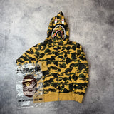 Bape yellow camo full shark zip hoodie