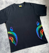 Bape black rainbow shark tee