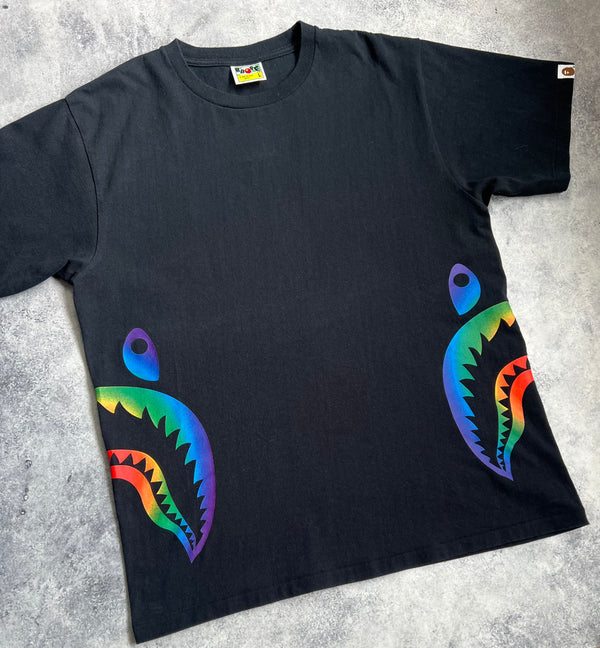 Bape black rainbow shark tee