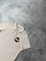 Moncler large logo cream polo shirt