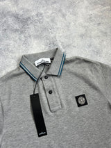 Stone island grey & blue trim polo shirt