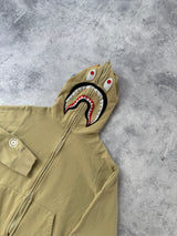 Bape beige shark full zip hoodie
