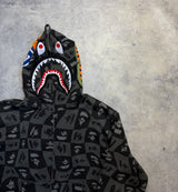 Bape black distortion shark relaxed fit hoodie