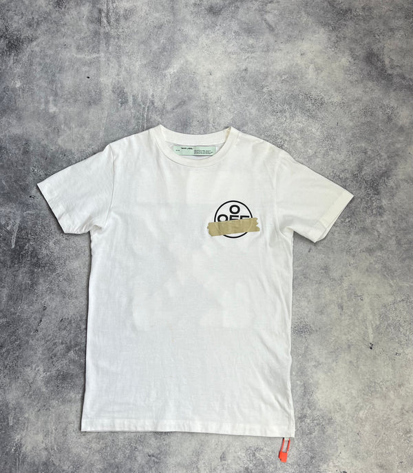 Off-white tape logo white graphic tee