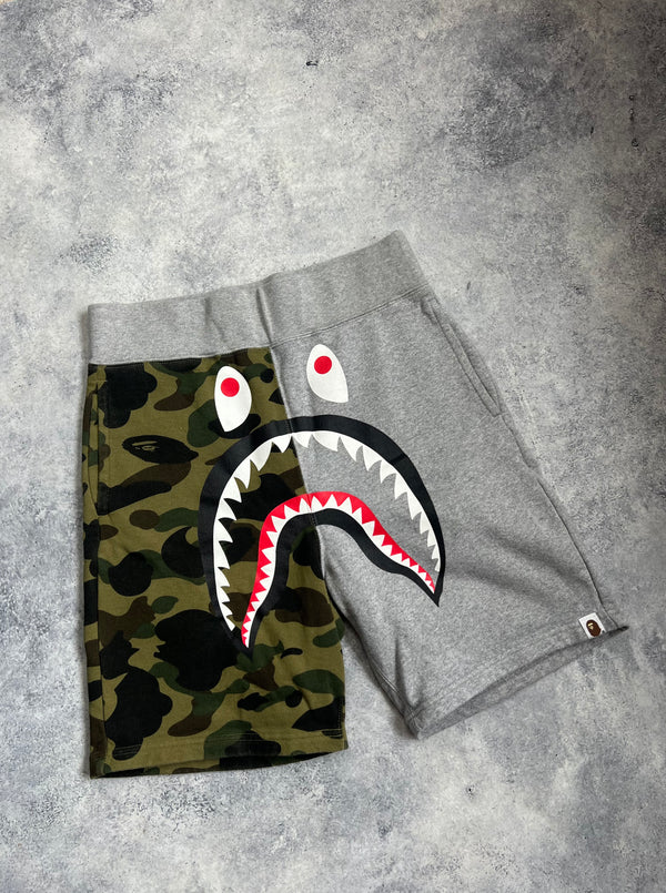 Bape grey & camo cotton shorts
