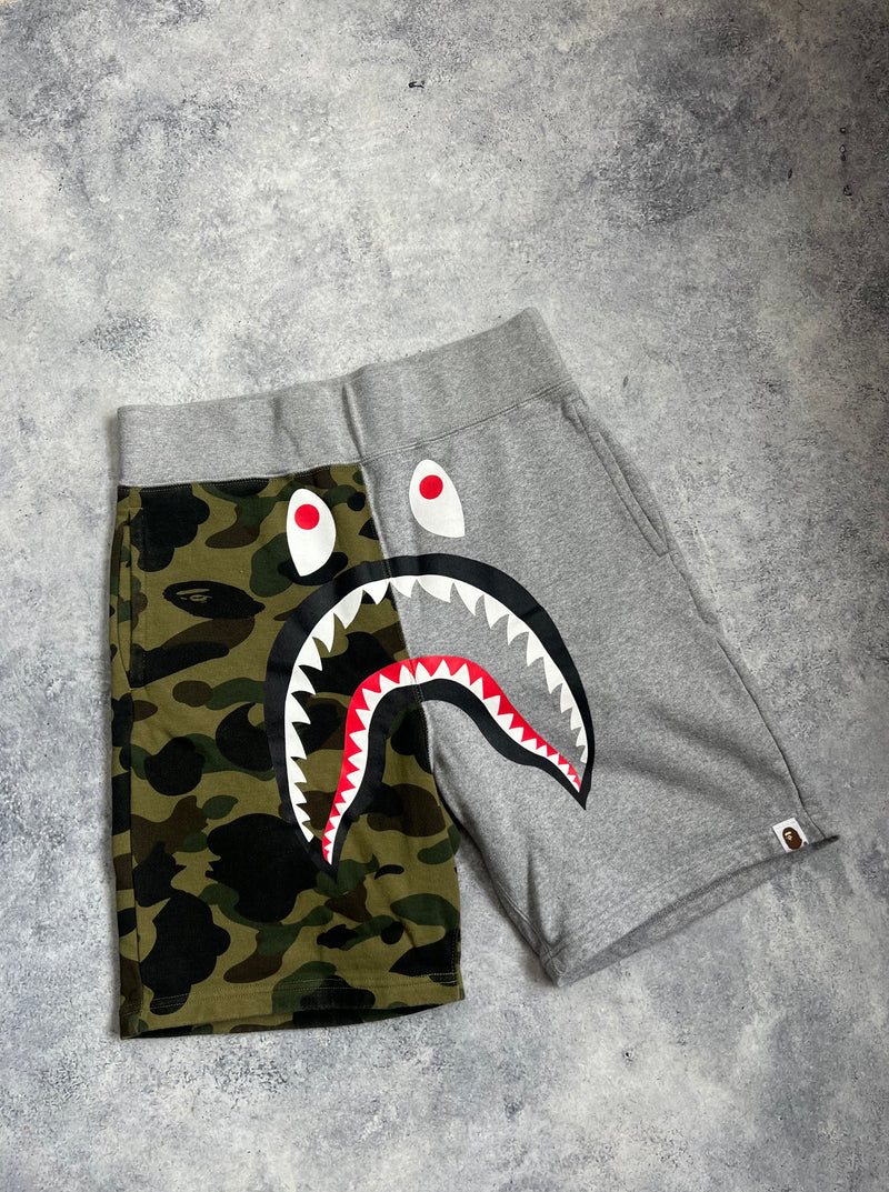 Bape grey & camo cotton shorts