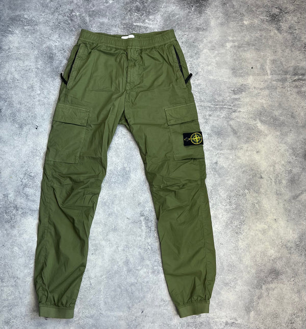 Stone island 2022 khaki green cuffed cargo trousers