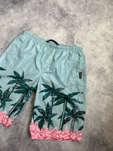 Palm angels blue palms row long swim shorts