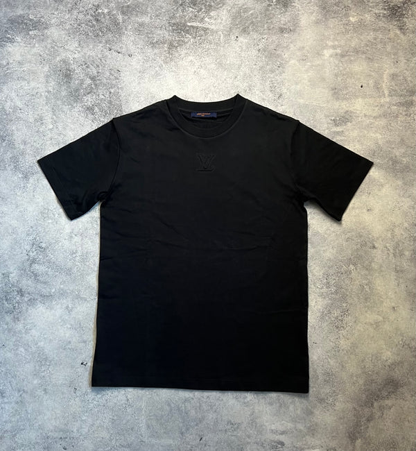 Louis Vuitton black embossed LV logo tee