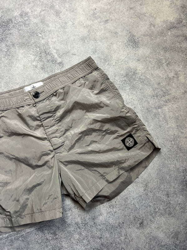 Stone island silver nylon metal swim shorts
