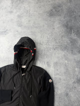 Moncler black tricot hooded cardigan