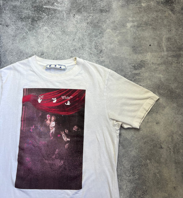 Off-white sprayed Caravaggio painting white tee