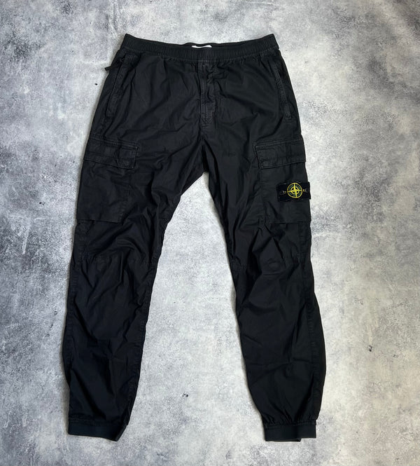 Stone island 2022 black cuffed cargo trousers
