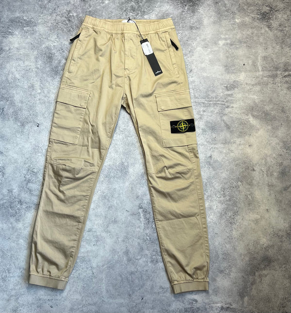 Stone island 2022 beige cuffed cargo trousers