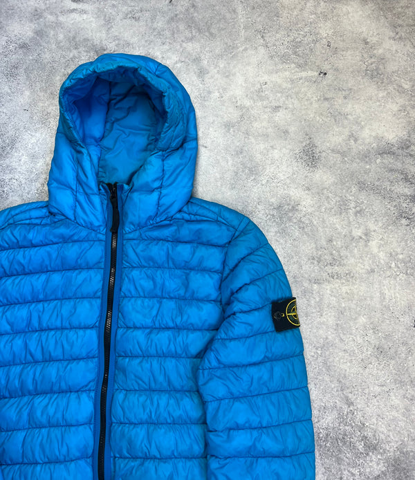 Stone island 2018 blue garment dyed micro yarn down jacket