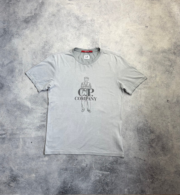 CP company logo print pastel grey tee