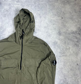 CP company 1/2 zip khaki nylon metal smock