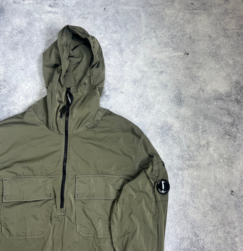CP company 1/2 zip khaki nylon metal smock