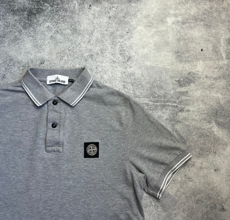 Stone island grey polo shirt