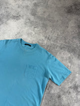 Louis Vuitton half Damier pocket blue tee