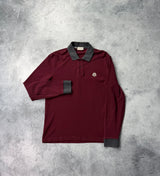 Moncler burgundy L/S polo shirt